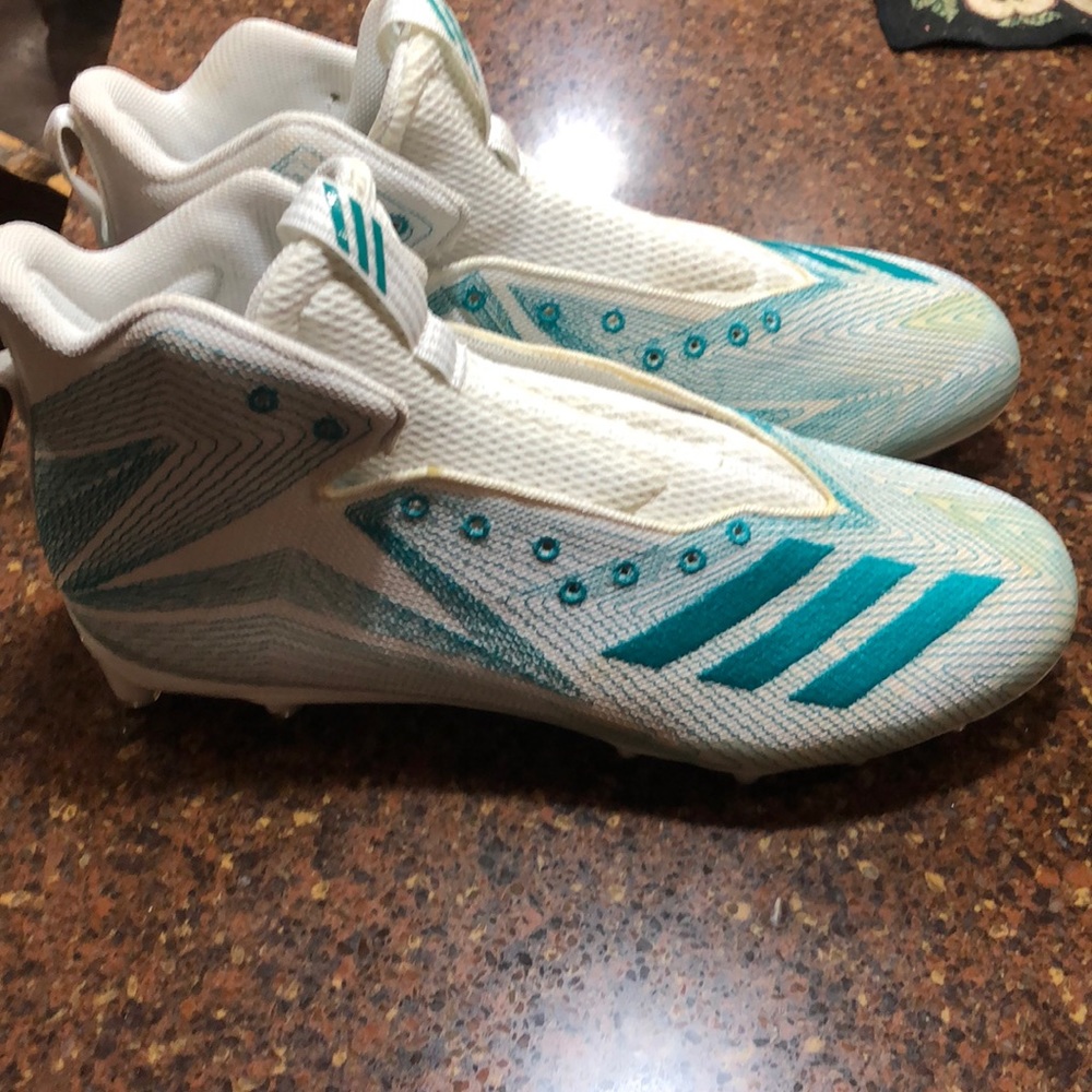 Aqua adidas football cleats 13 1/2